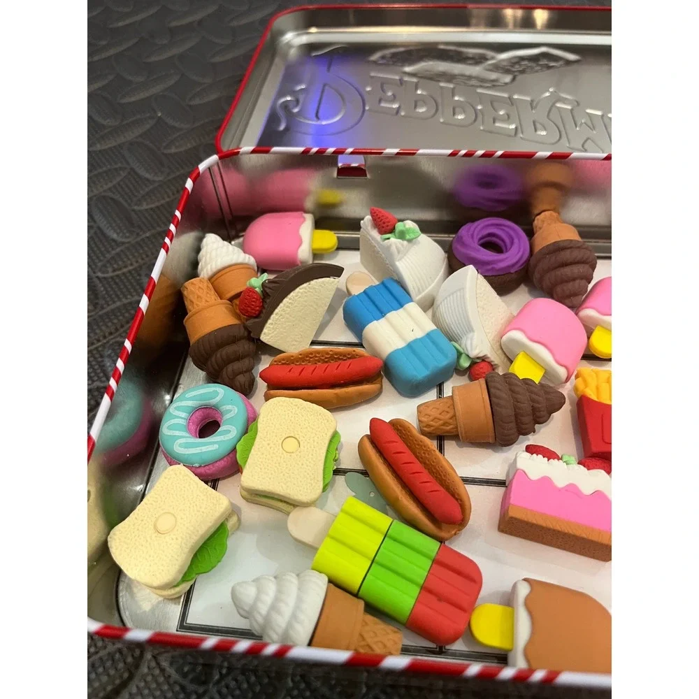 Food Eraser Lot Unisex OS Multicolor Dessert Fast Food Miniature Tin Craft